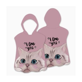 RĘCZNIK PLAŻOWY Peleryna dziecięca I LOVE YOU kotek 60 x 60cm PEL02WZ2