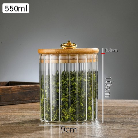 Cukiernica, pojemnik ryflowany z przykrywką bambusowa, rozm. S, 550 ml 1szt SZK167