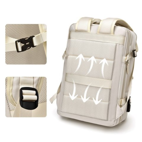 Plecak podróżny, kabinowy do samolotu, wodoodporny z USB, 44x30x16/26cm PL176