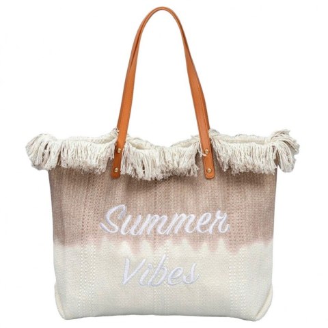 TORBA PLAŻOWA, wakacyjna BOHO Z frędzlami brązowa ombre, na zakupy TP14BR