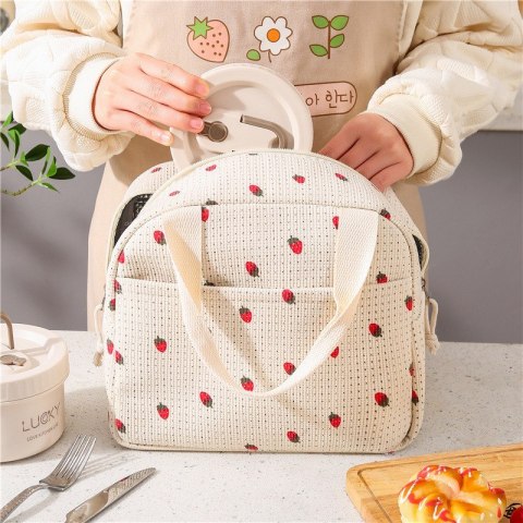 Torba termiczna do przenoszenia żywności LUNCH BOX truskawki 26x21x18cm PJM42