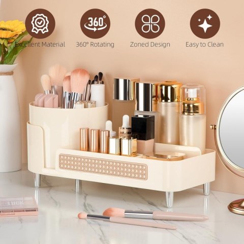 Organizer na pędzle, kosmetyki, plecionka wiedeńska obrotowy 34,5x14x15 cm CB75K