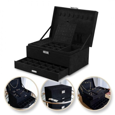 Szkatułka na biżuterię kuferek etui organizer czerń PD119CZ