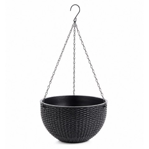 Doniczka wisząca szara duża Rattan Design 26 cm ROS10GRAF