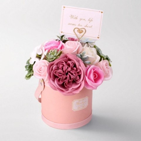 Flower box, bukiet zapachowych kwiatów mydlanych w pudełku 21х22cm BUK10R