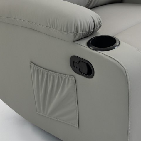 Fotel, sofa rozkładana jednoosobowa VERO z uchwytem na napój, ekoskóra szary SOF01SZ