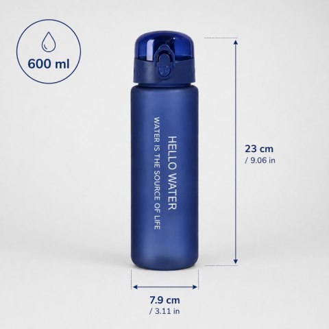 Butelka na wodę, sportowy bidon HELLO WATER 600ML niebieski BD68