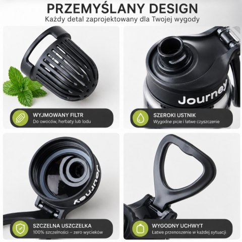 Butelka na wodę z uchwytem, sportowy bidon z miarką 680ML GALAXY szary BD71SZ