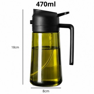Butelka, spray do oliwy, oleju, dozownik, rozpylacz, zielony, zaciemniający 470ml POJ12