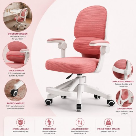 Fotel gamingowy, obrotowy do biurka dziecięcego KIDS LIGHT PINK KO53R