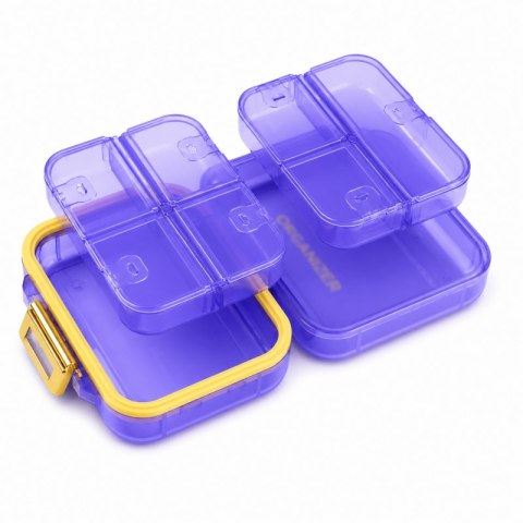 Organizer, kasetka, szkatułka na leki z przegródkami, fioletowa 8x7x3,5cm CB80FIO