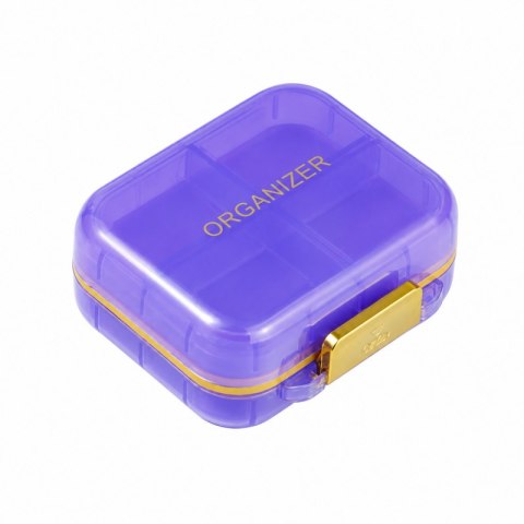 Organizer, kasetka, szkatułka na leki z przegródkami, fioletowa 8x7x3,5cm CB80FIO