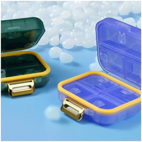 Organizer, kasetka, szkatułka na leki z przegródkami, fioletowa 8x7x3,5cm CB80FIO