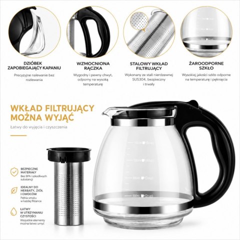 Żaroodporny dzbanek z zaparzaczem i pokrywką 2000 ml - DZ08