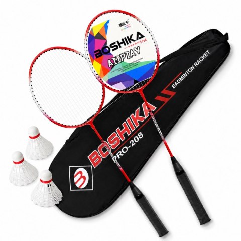 Zestaw do badmintona 2 czerwone paletki +3lotki, zestaw w sportowej torbie AR19CZE