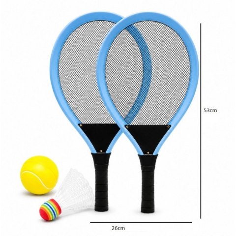 Zestaw rakietek z siateczką do odbijania, tenis badminton, 2 paletki, lotka i piłeczka AR18