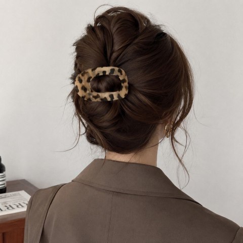 Spinka do włosów brąz panterka wzór zwierzęcy XL elegancka SP465