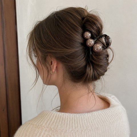 Spinka do włosów, do koka, elegancka klamra XL z kuleczkami SP473